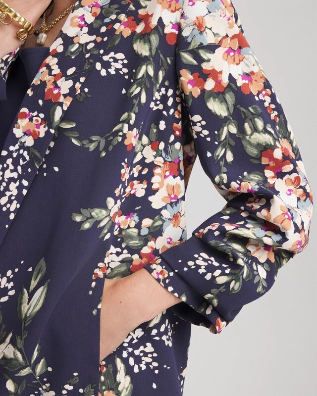 Floral Ruched Sleeve Blazer - image 4